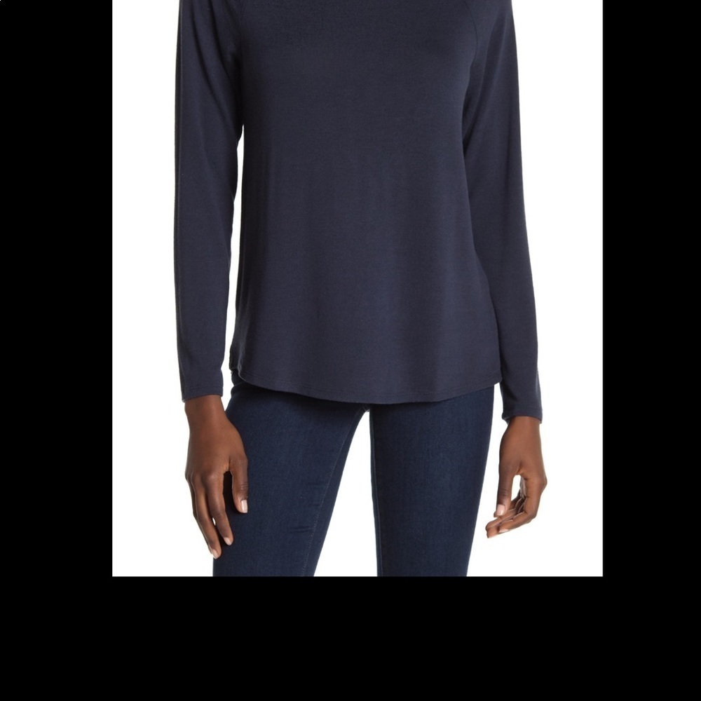 Gibson | Ruffles Edge Raglan Pullover Indigo Large - Picture 2 of 7